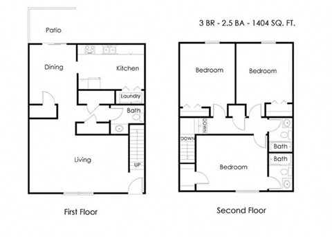 Park At Mt Zion_3 Bedroom Floor Plan at Park at Mt. Zion Apartments, Jonesboro, 30236